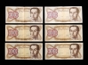 Lote No. 14520: 6 Billetes de Bs.100 de 1989 y 1990