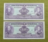 Lote No. 14697: 2 Billetes UNC de Bs.10 ~Septiembre 18 1979~ Serie C-8 Nmeros CONSECUTIVOS