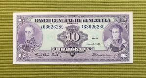 Billete UNC de Bs. 10 ~Junio 7 1977~ Serie A-8