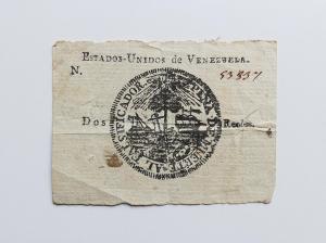 Muy Raro Billete de 2 Reales de 1812 TERCERA EMISIN Yarza, Sata, Salicrup